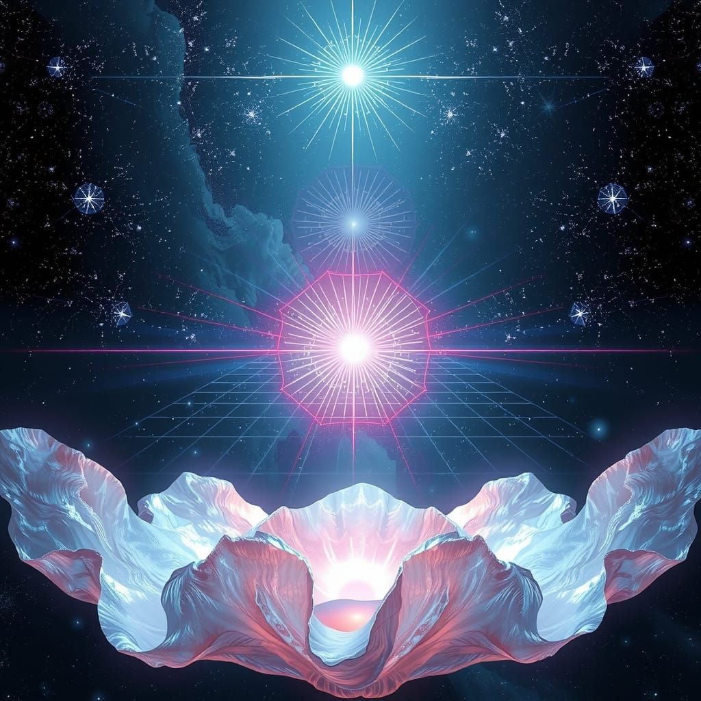 Holographic Cosmic Mother of Pearl Illustration