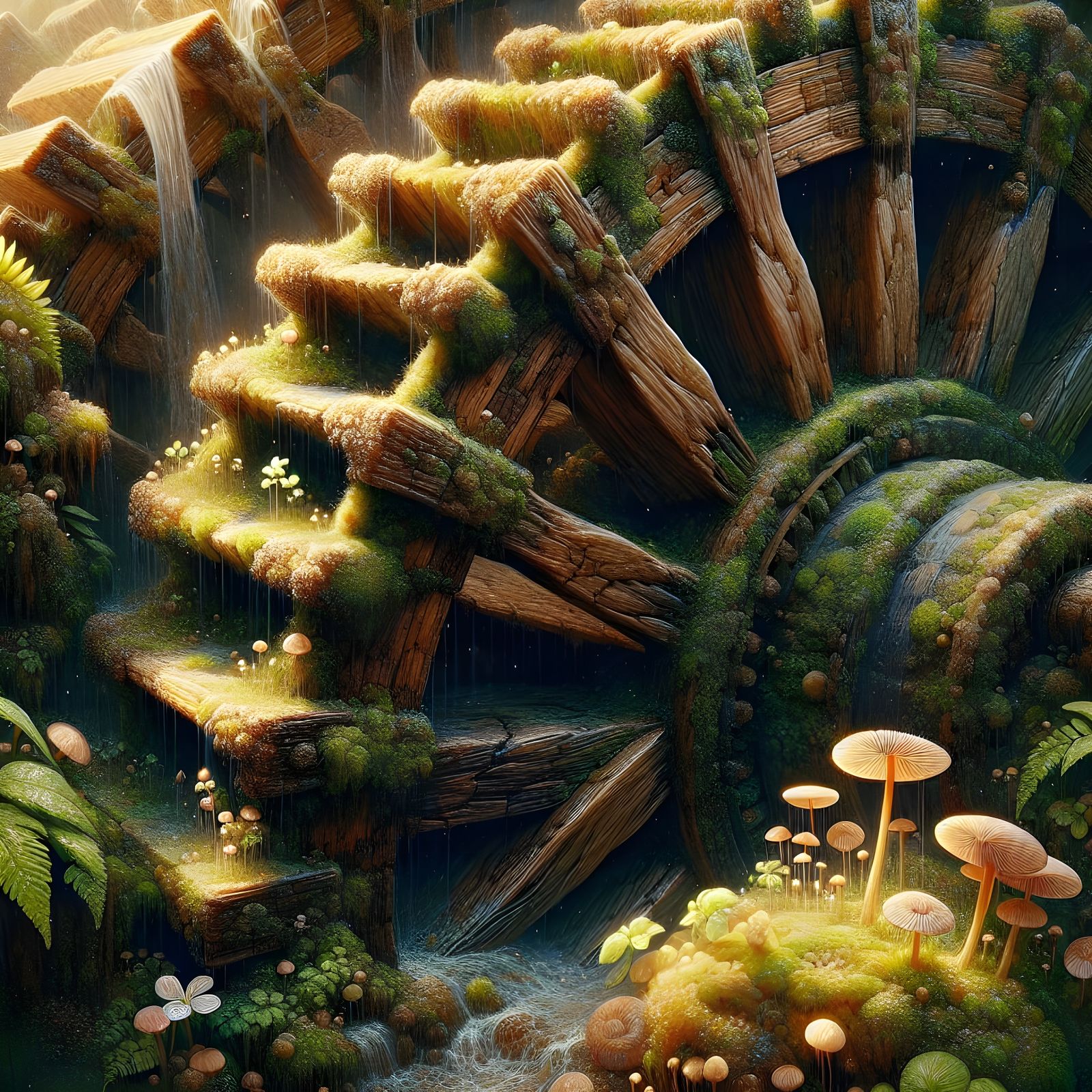 Whimsical Waterwheel Sanctuary in Microscopic Perspective