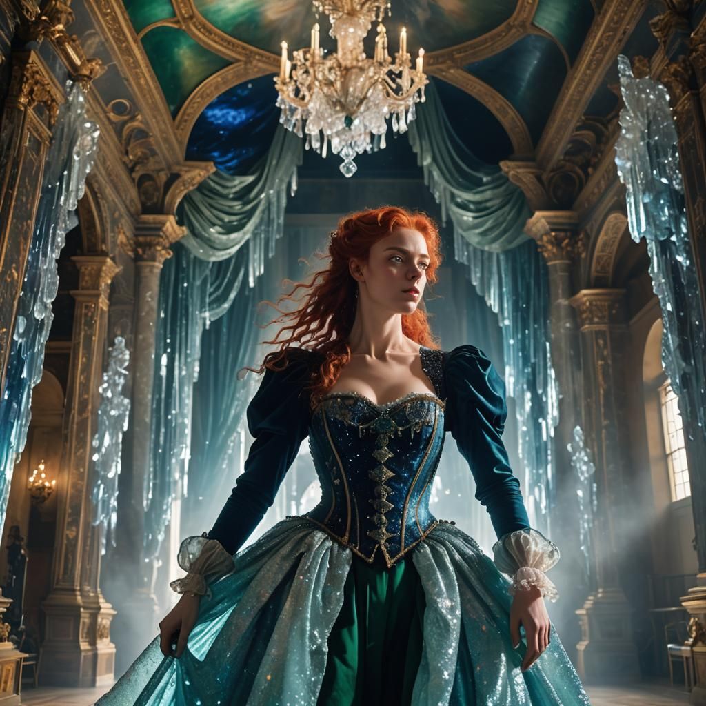 Baroque Portrait of Woman in Crystalline Dress