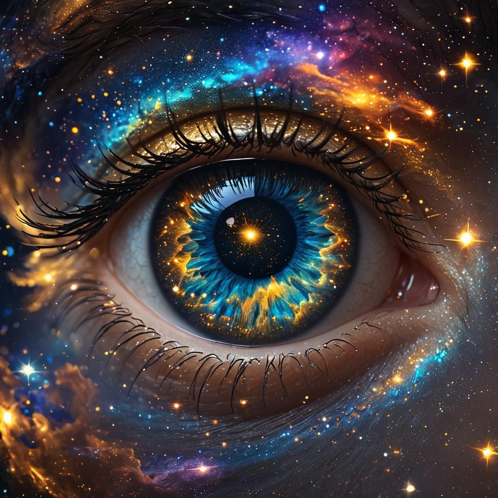 Celestial Universe Reflected in Angel's Eyes