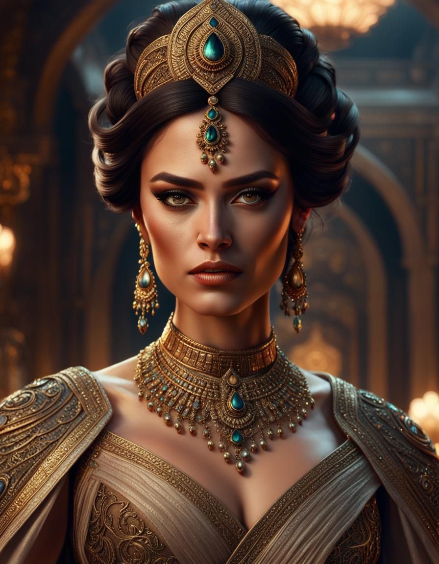 Detailed Portrait of an Empress with Arabian Features