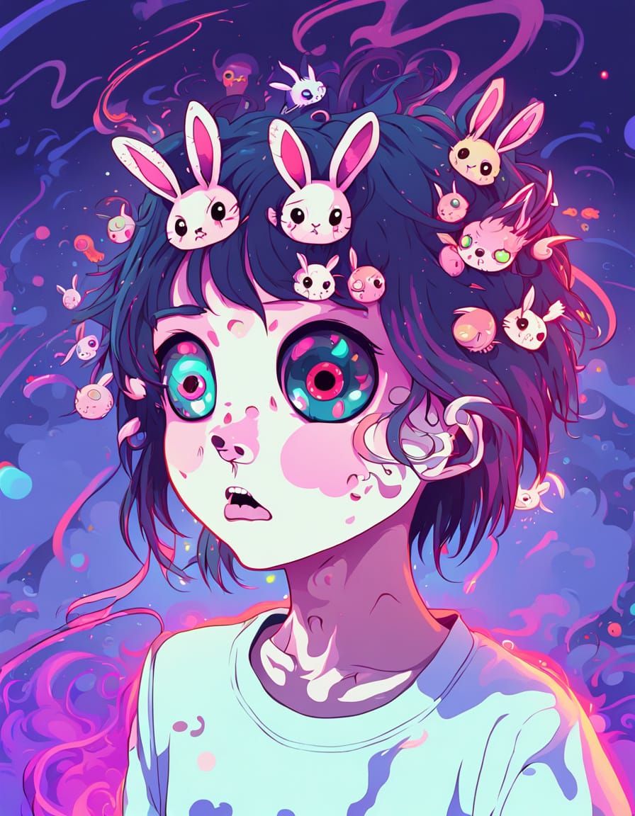 Anime Girl's Eye Vortex Releases Chibi Demons