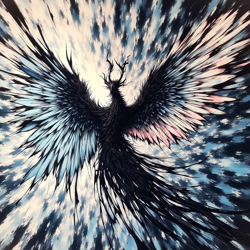 Angel With Fractured Light in 80s Anime Style