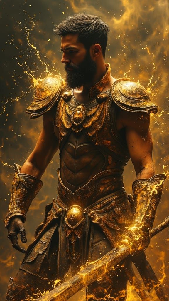 Greek God in Latex: Dark Oil Painting