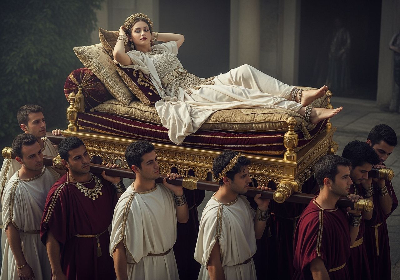 Roman Empress on Golden Litter: Professional Photography