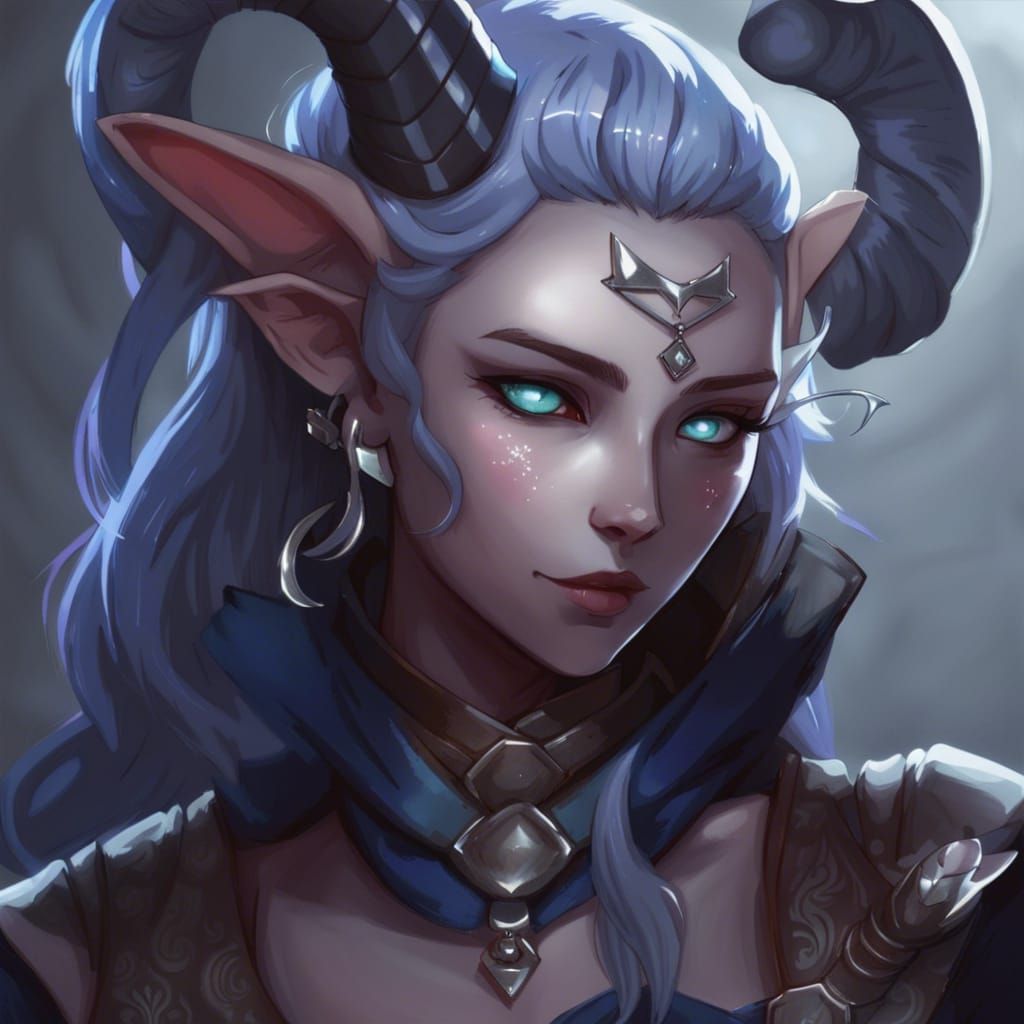 Anime Style Tiefling Warlock Character Art