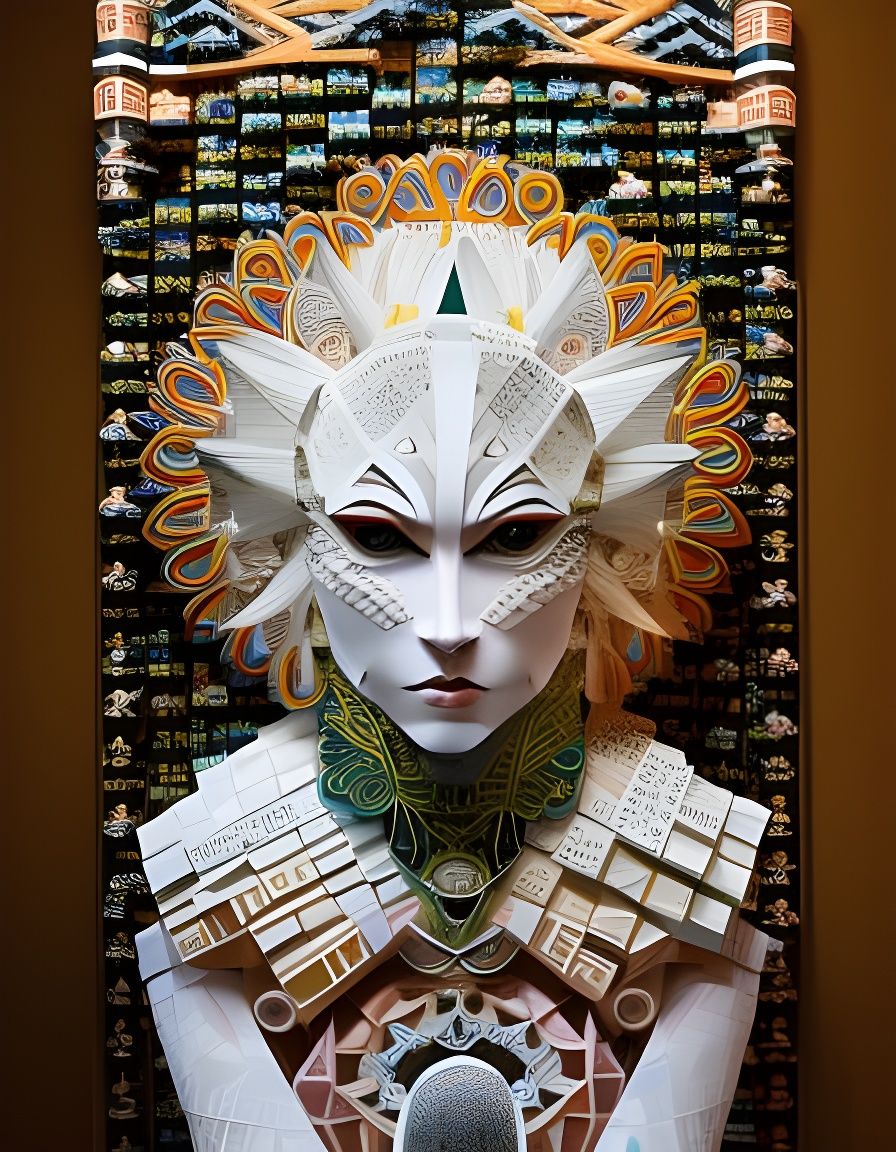 Celestial Woman: Newspaper Sun and Moon Star Sculpture