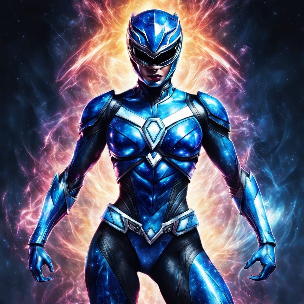 Sensual Blue Goddess in Cosmic Holographic Form