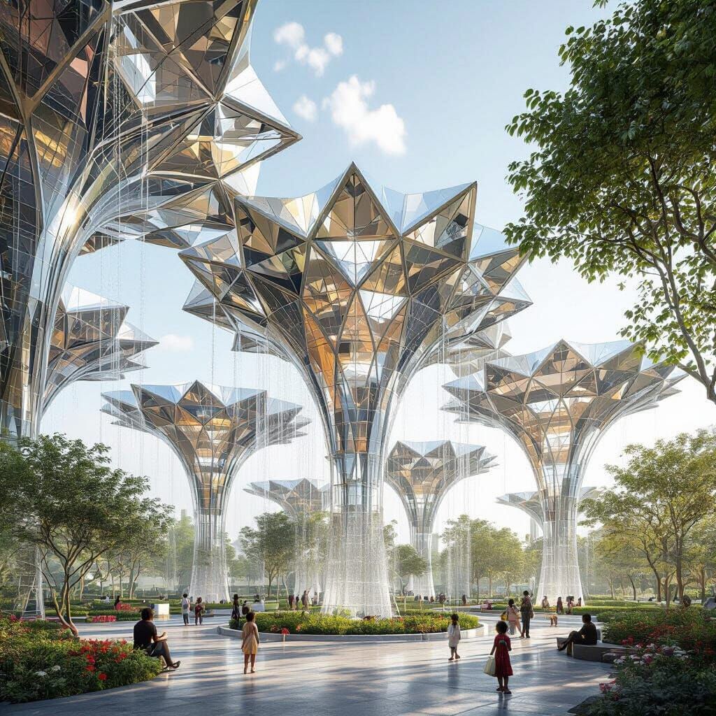Futuristic African City with Organic Canopy in 3D
