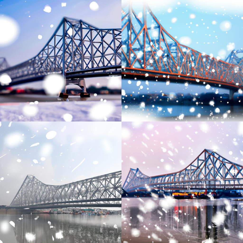 Snow Covered Howrah Bridge, Kolkata: Professional Photograph...