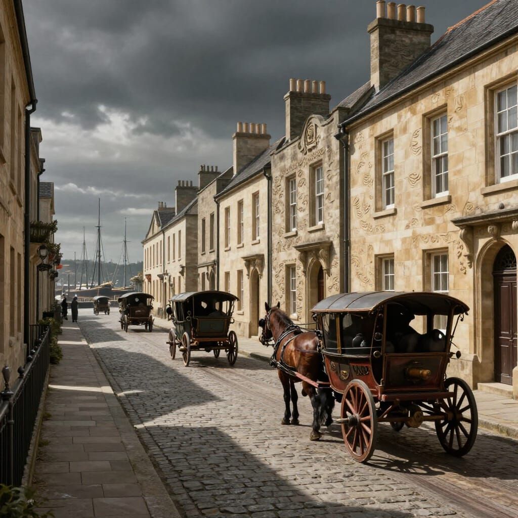 Renaissance Steampunk City with Wave Carvings