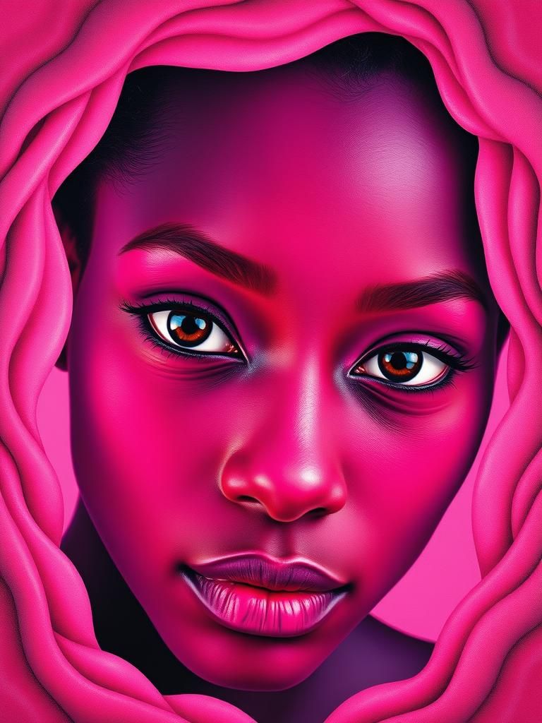 Magenta Portrait of Confident African Woman