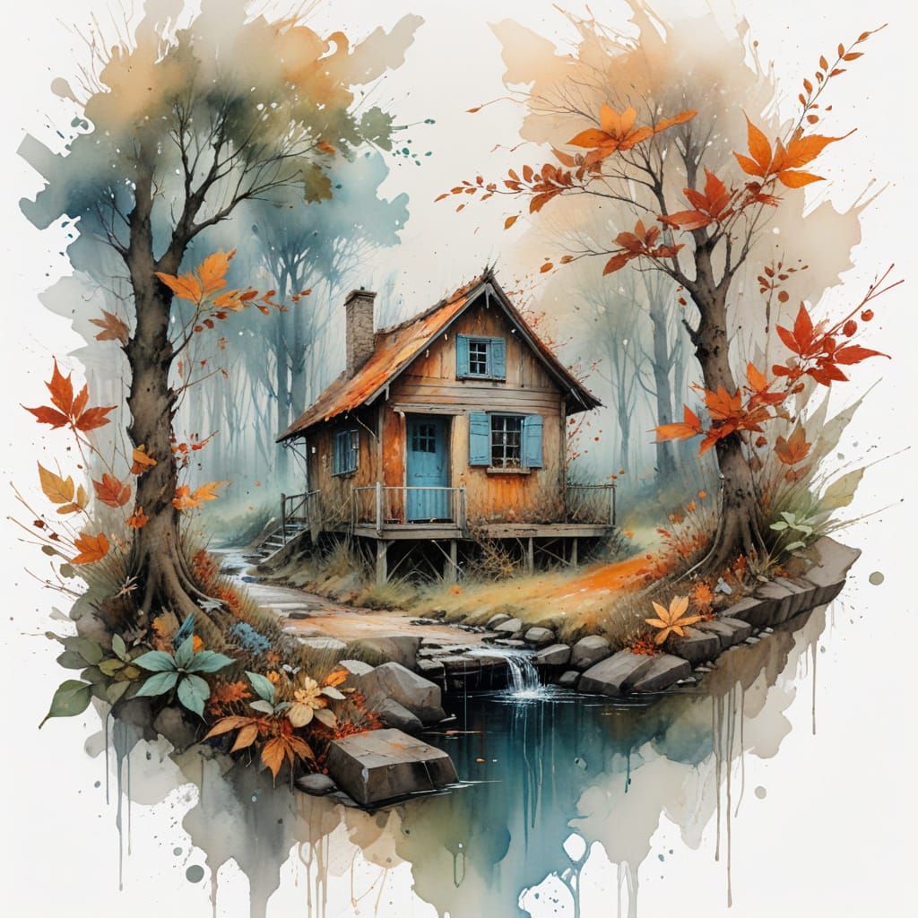 A Timeless Cottage Amidst Autumn's Vibrant Symphony