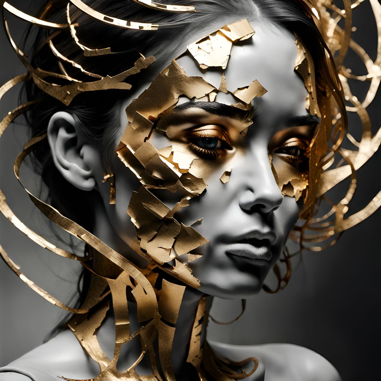 Shattered Steel: A Dramatic Metallic Portrait