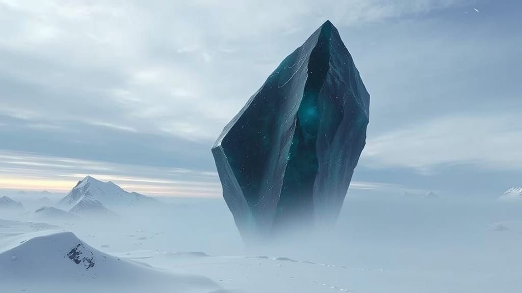 Cosmic Monolith Rising Above the Arctic Tundra in a Sci-Fi D...