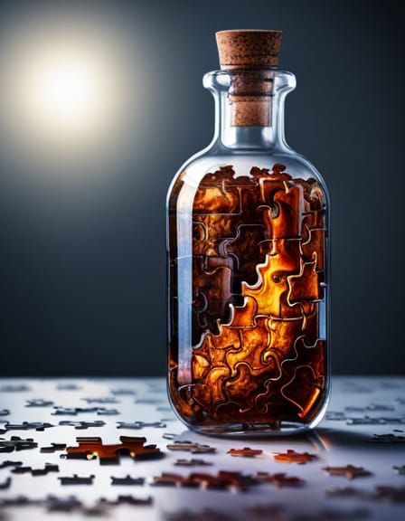 Intricate Puzzle Potion Bottle in HDR