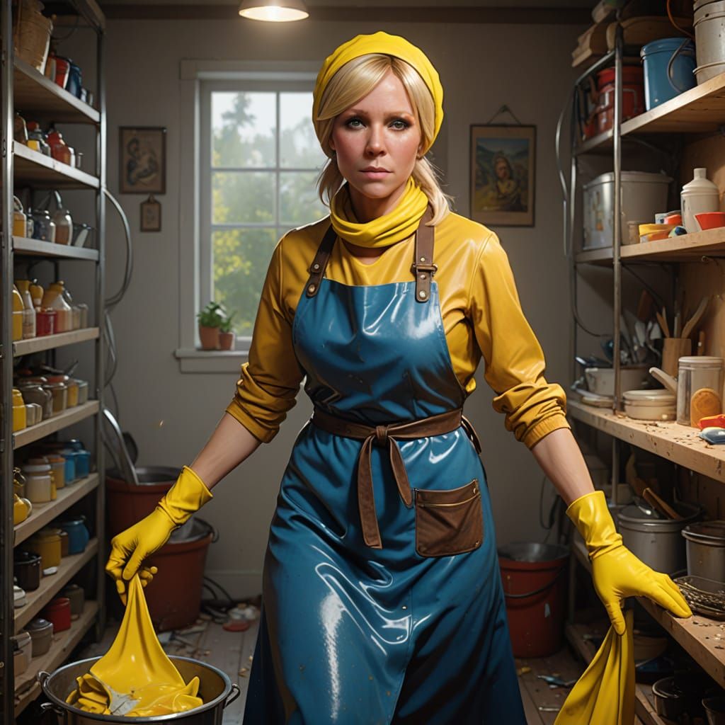 Agnetha Fältskog as a Tired Charwoman in a Cleaning Closet