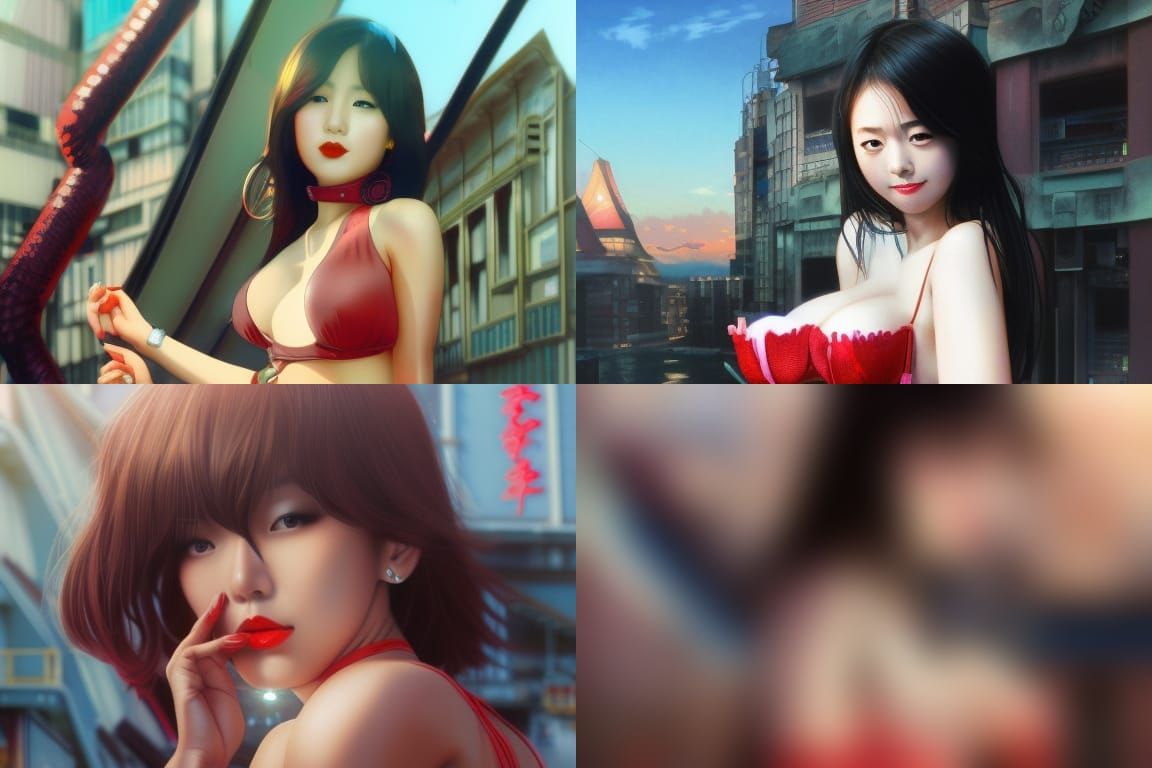 J-Pop Giantess over Miniature Town in 8K