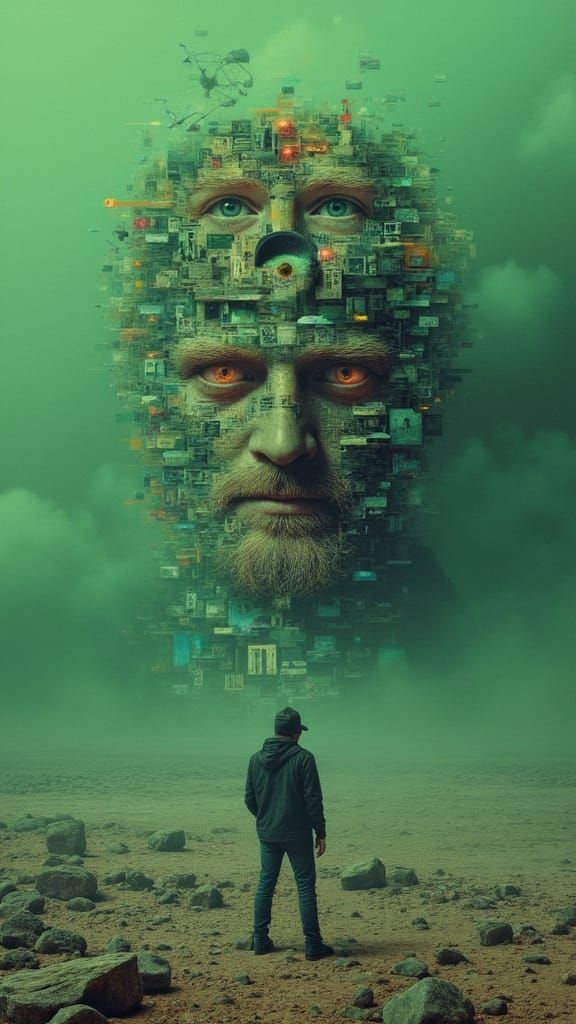 Analog Horror Face of Static on Alien Plain