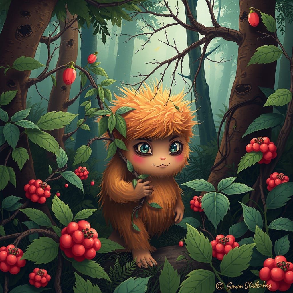 Whimsical Brown Creature Emerges from Lush Forest in Dreamy ...