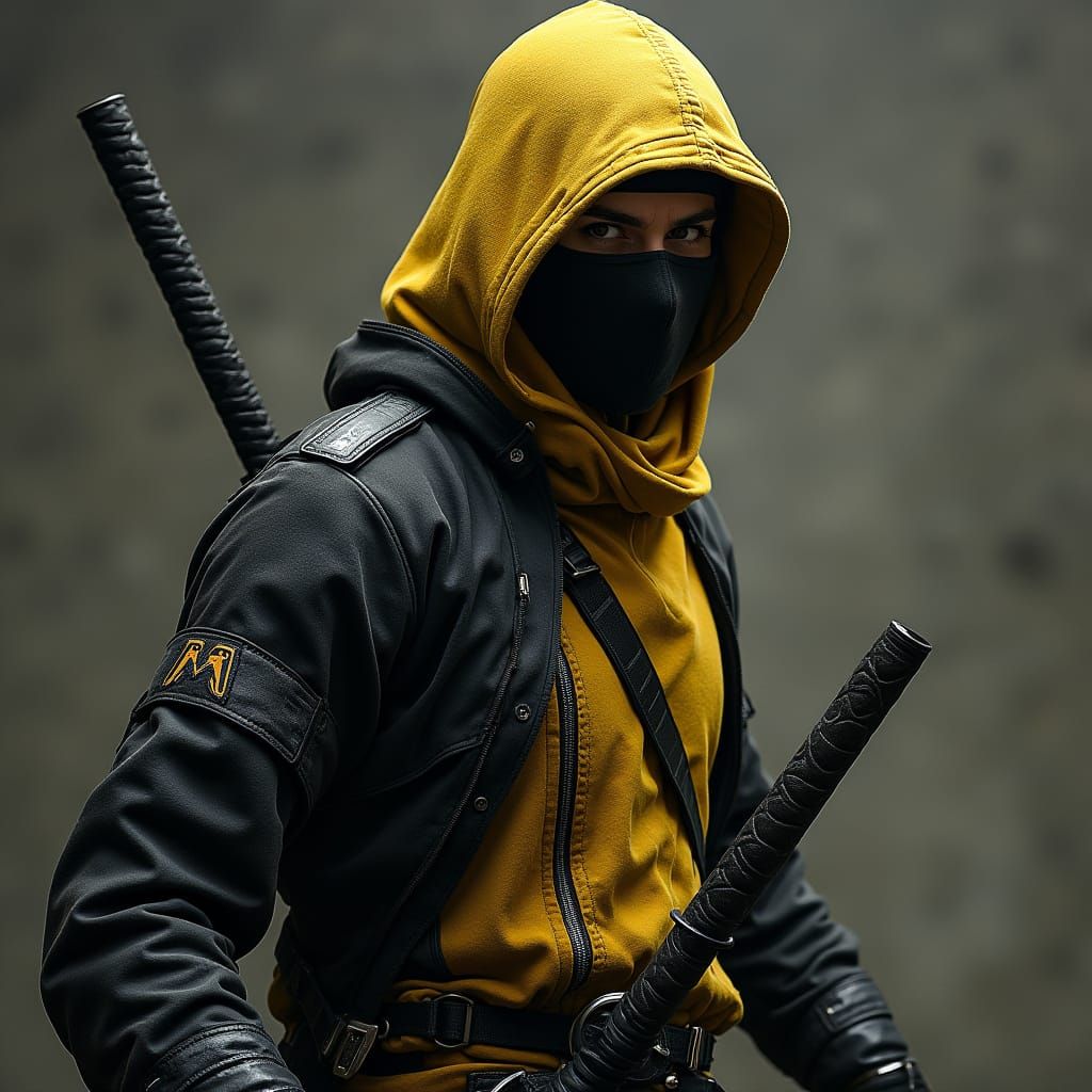 Cyberpunk Ninja Warrior with Katana