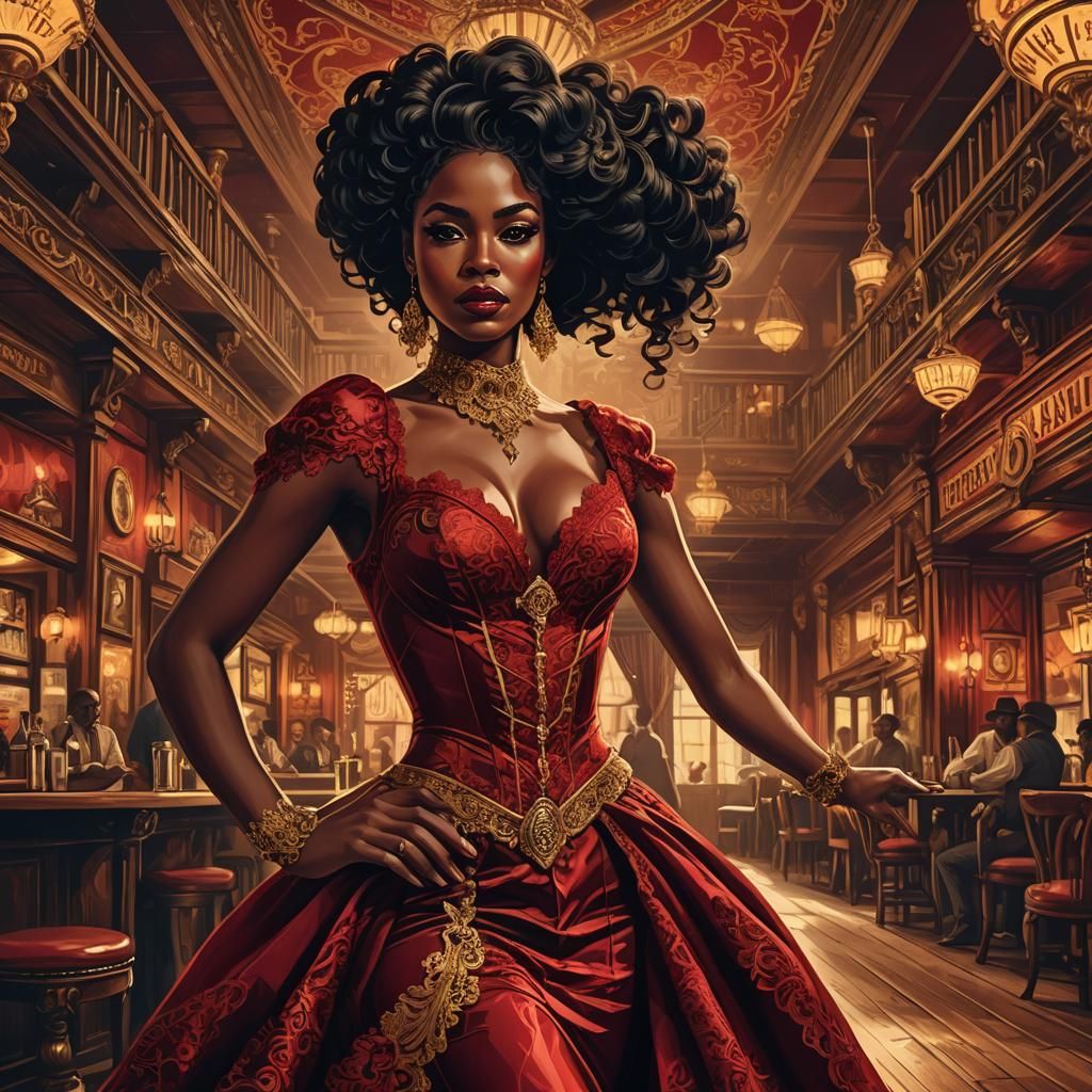 Baroque Western Pinup in Vibrant Golden Light