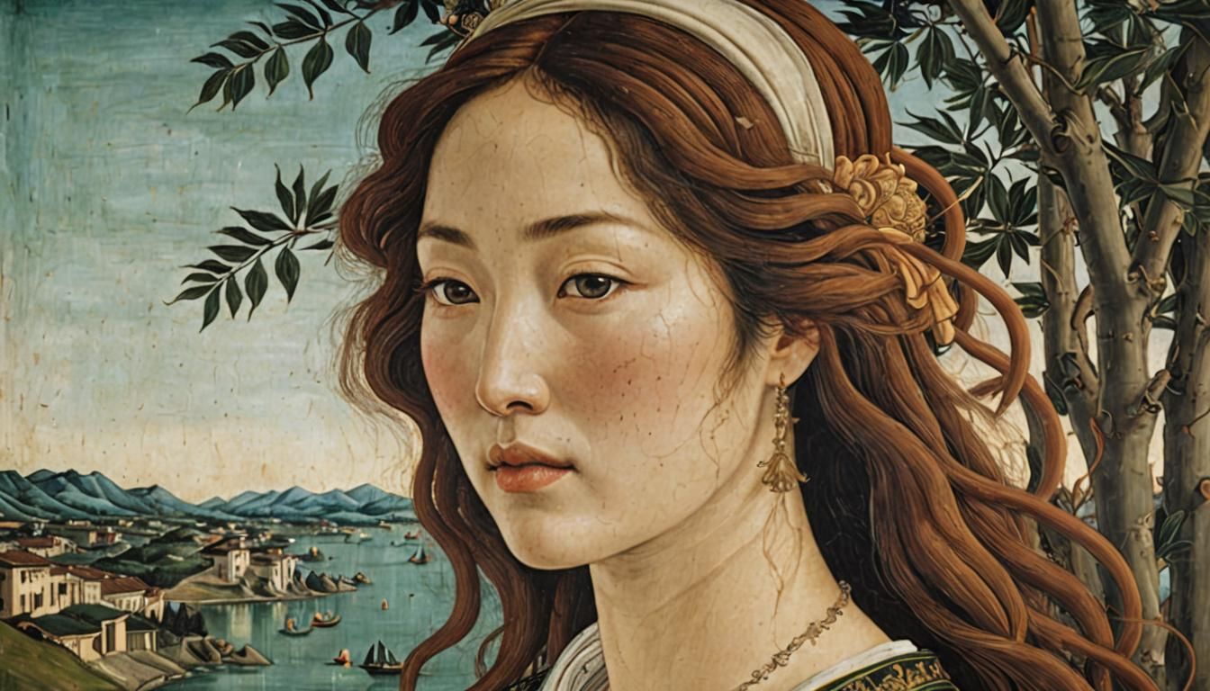 Korean Woman Portrait in Botticelli Style