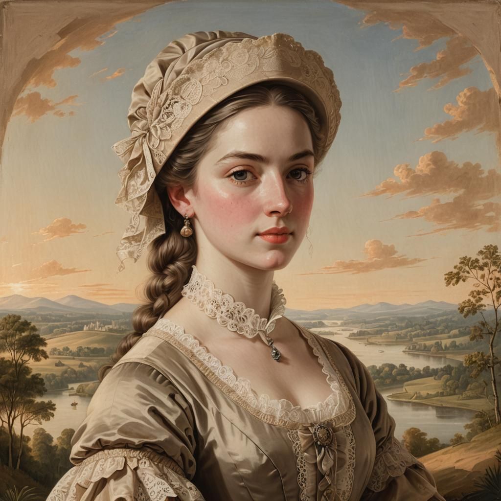 Colonial Woman Portrait in Neoclassical Style