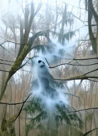 Ethereal Fog Ghost Singing in the Forest
