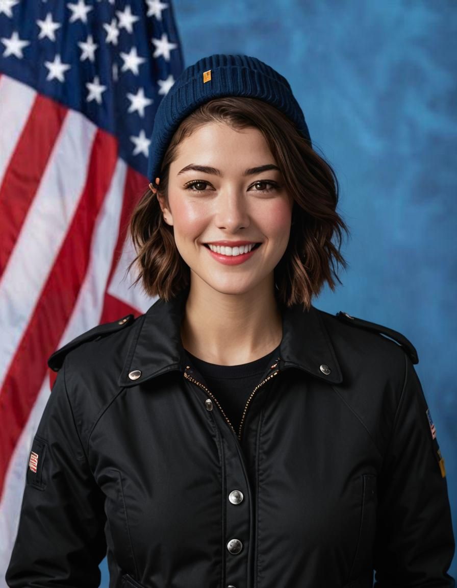 Mary Elizabeth Winstead Portrait with American Flag