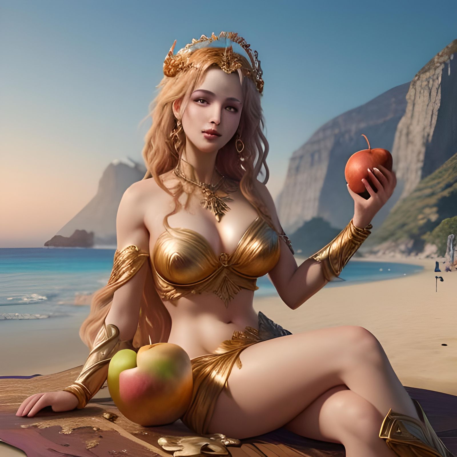 Aphrodite on the Beach: Fantasy Art