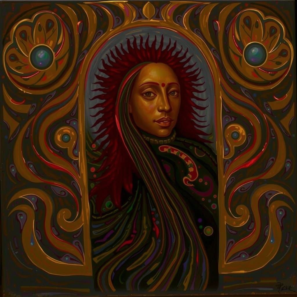 Abstract Expressionism with Iridescent Swirling Patterns