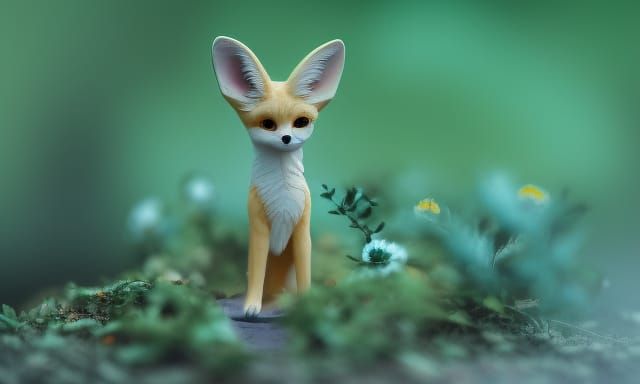 Porcelain Fennec Fox Figurine in Macro Photography