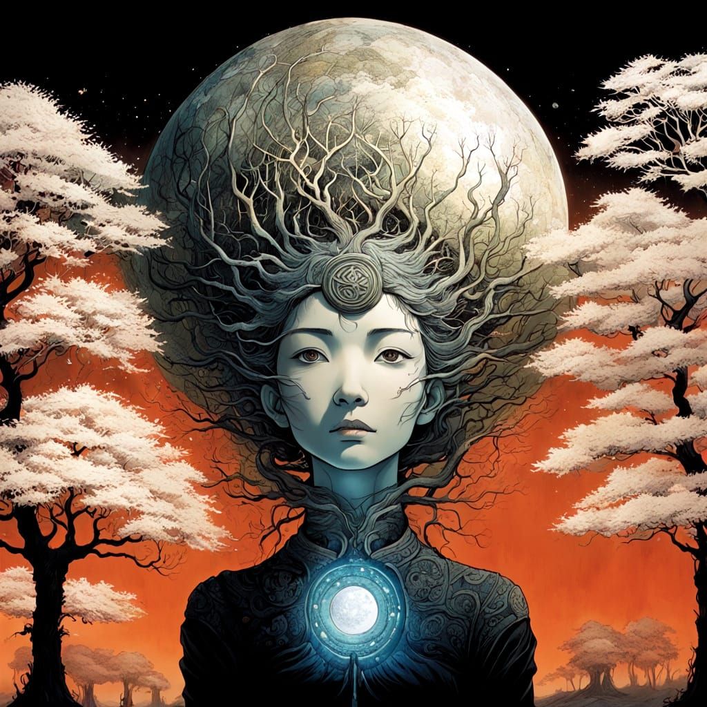 Ethereal Ancient Tree in Mystical Realism Style