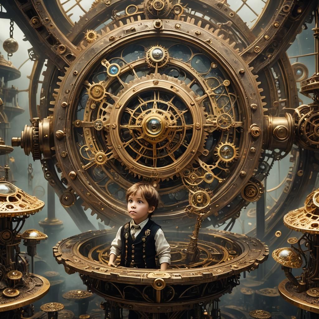 Cosmic Steampunk Mechanism Balancing Dimensions