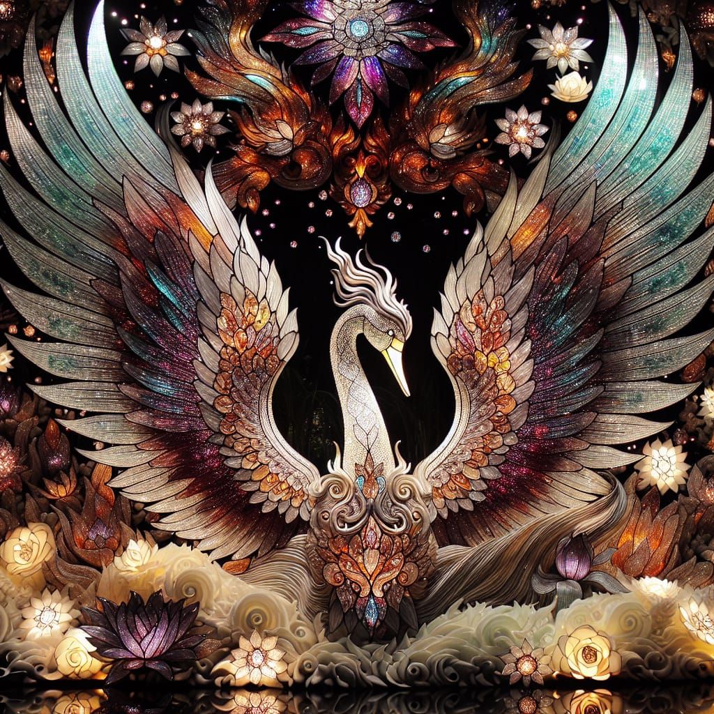 Stained Glass Swan