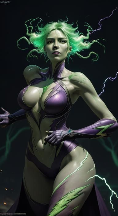 Shego Body Exploding with Green Lightning