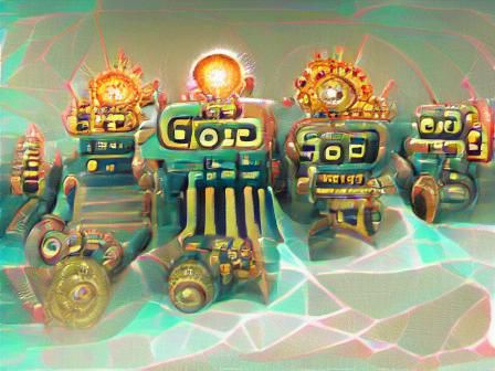 Cyberpunk God Machine Overlooking Future City