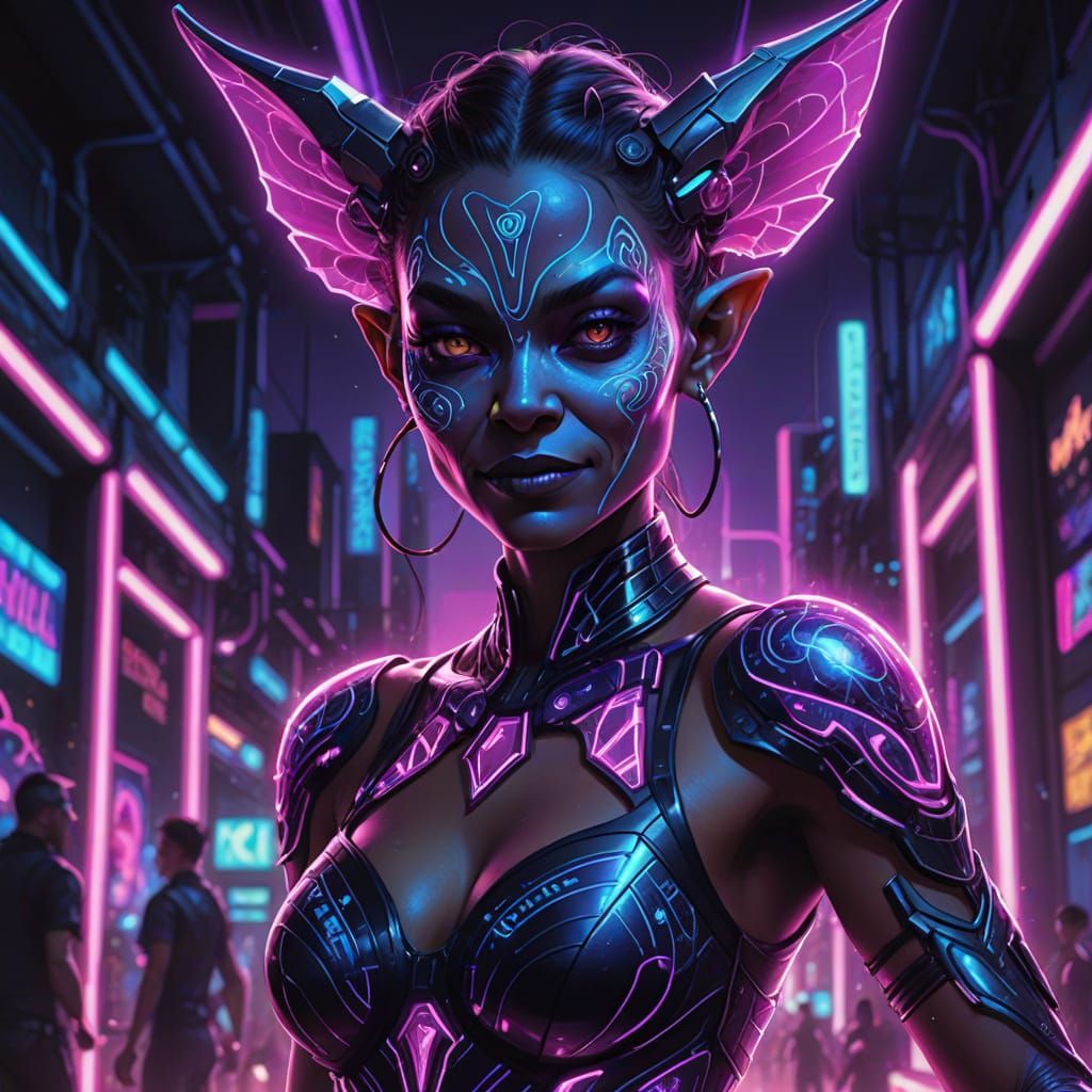 Glowing Goblin in Electric Dreamscape Fashion