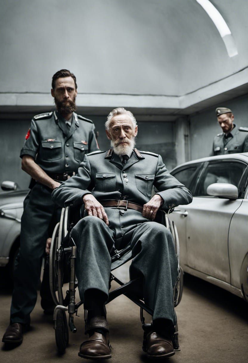 Grim Old Man in Wheelchair Portrait