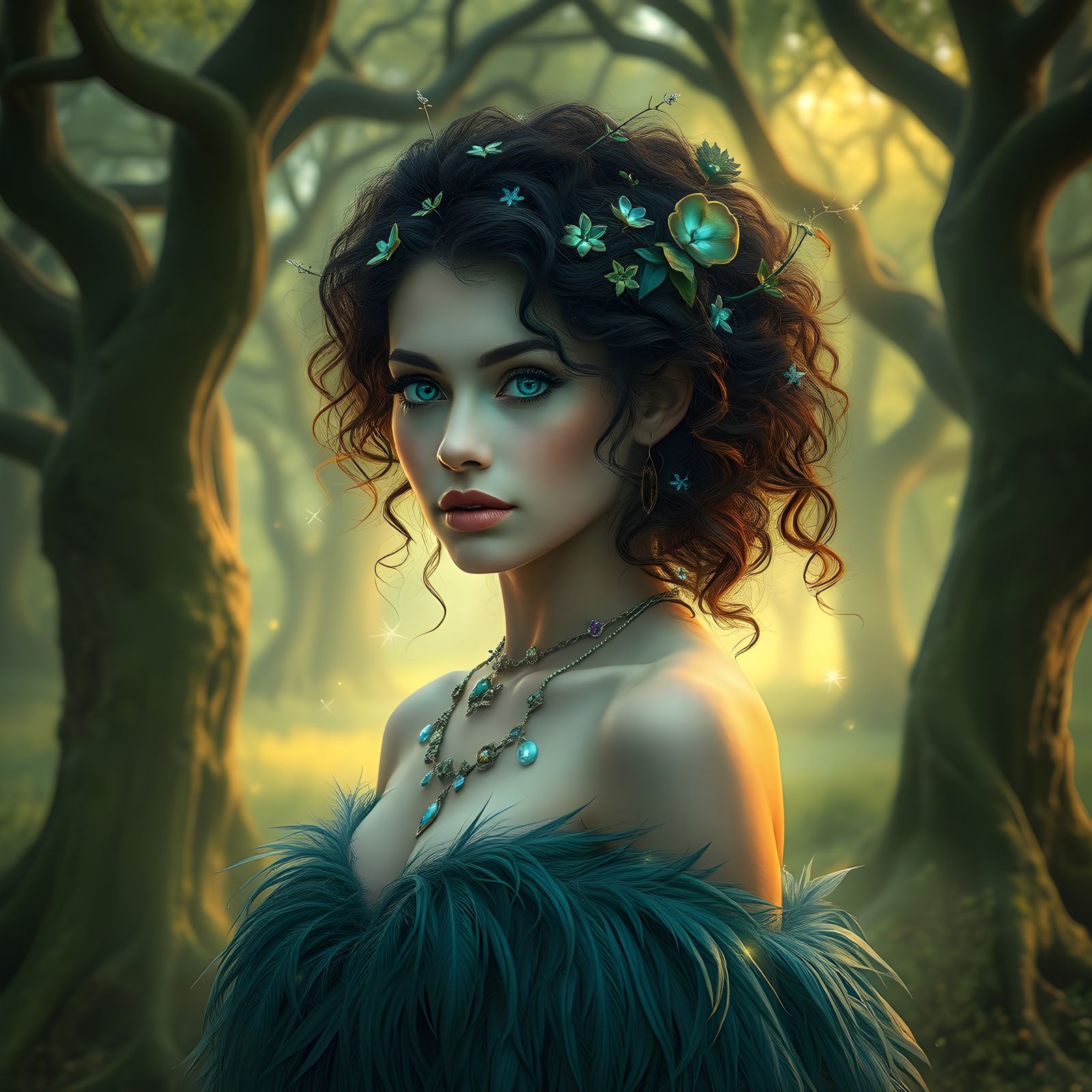 Ethereal Woman Portrait in Enchanted Forest