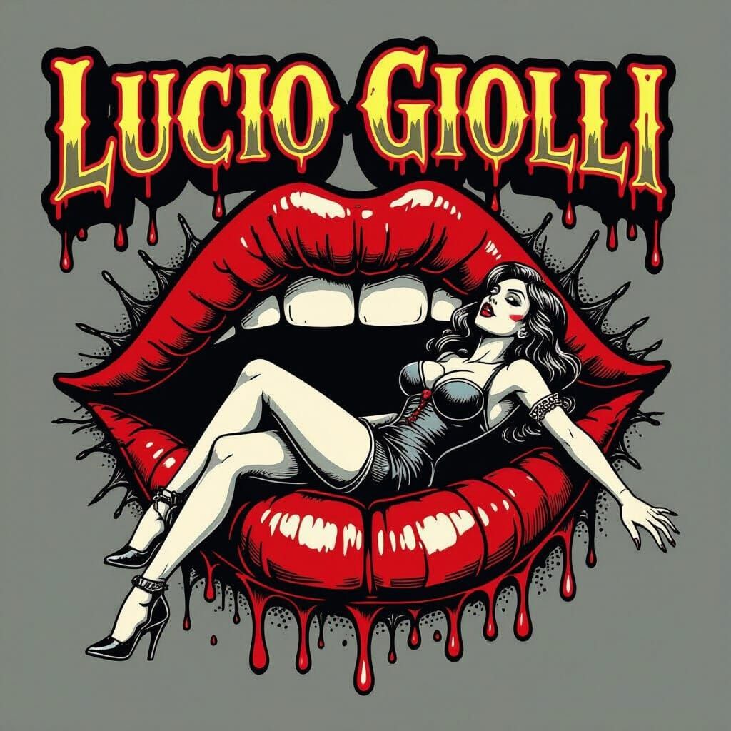 Deathcore Vampire Lips Logo with Pinup