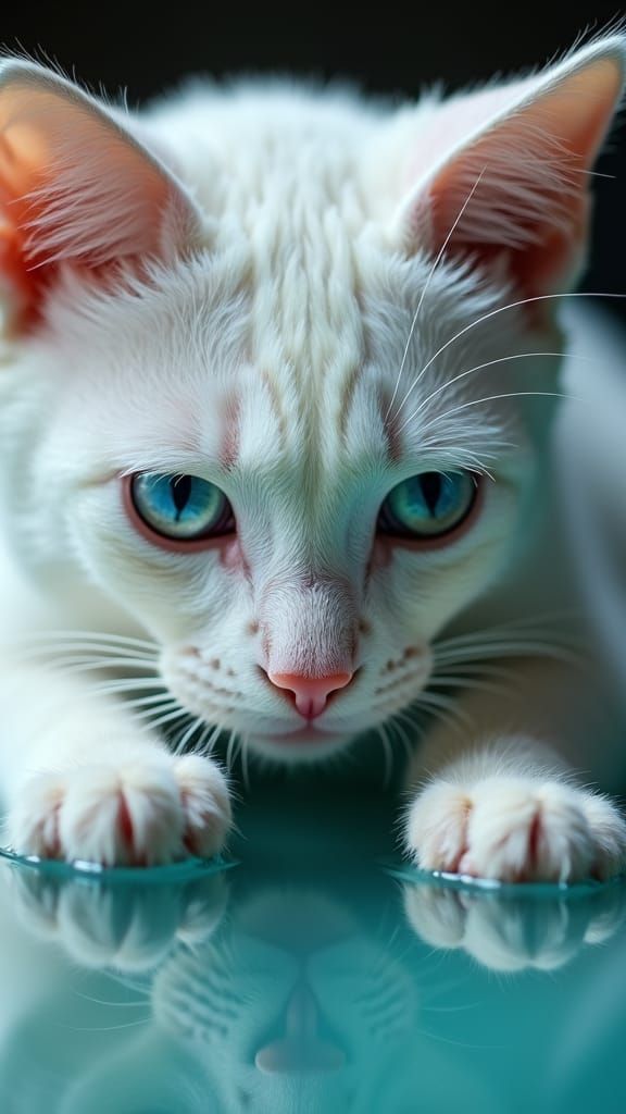 Heterochromatic White Cat Playing with Mercury
