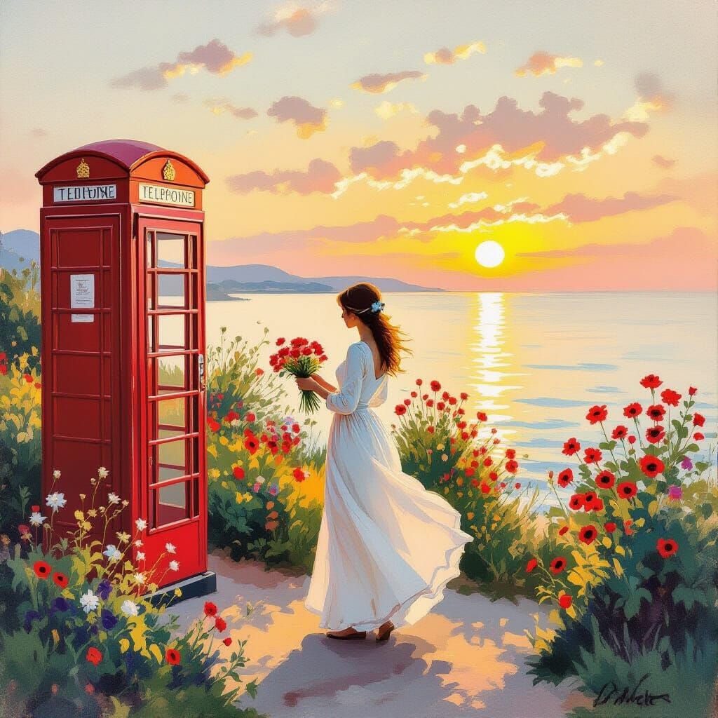 Impressionist Garden Scene at Sunrise