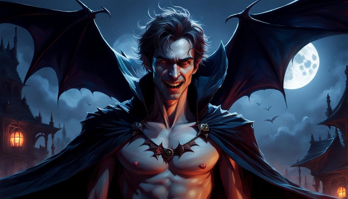 Handsome Vampire Lurking on Full Moon Nights
