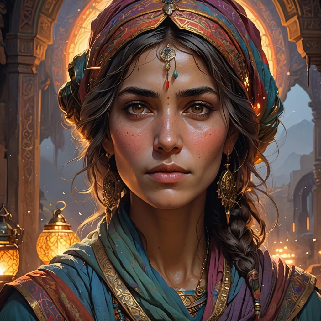 Ethereal Portrait of Afghan Woman in Artgerm Style