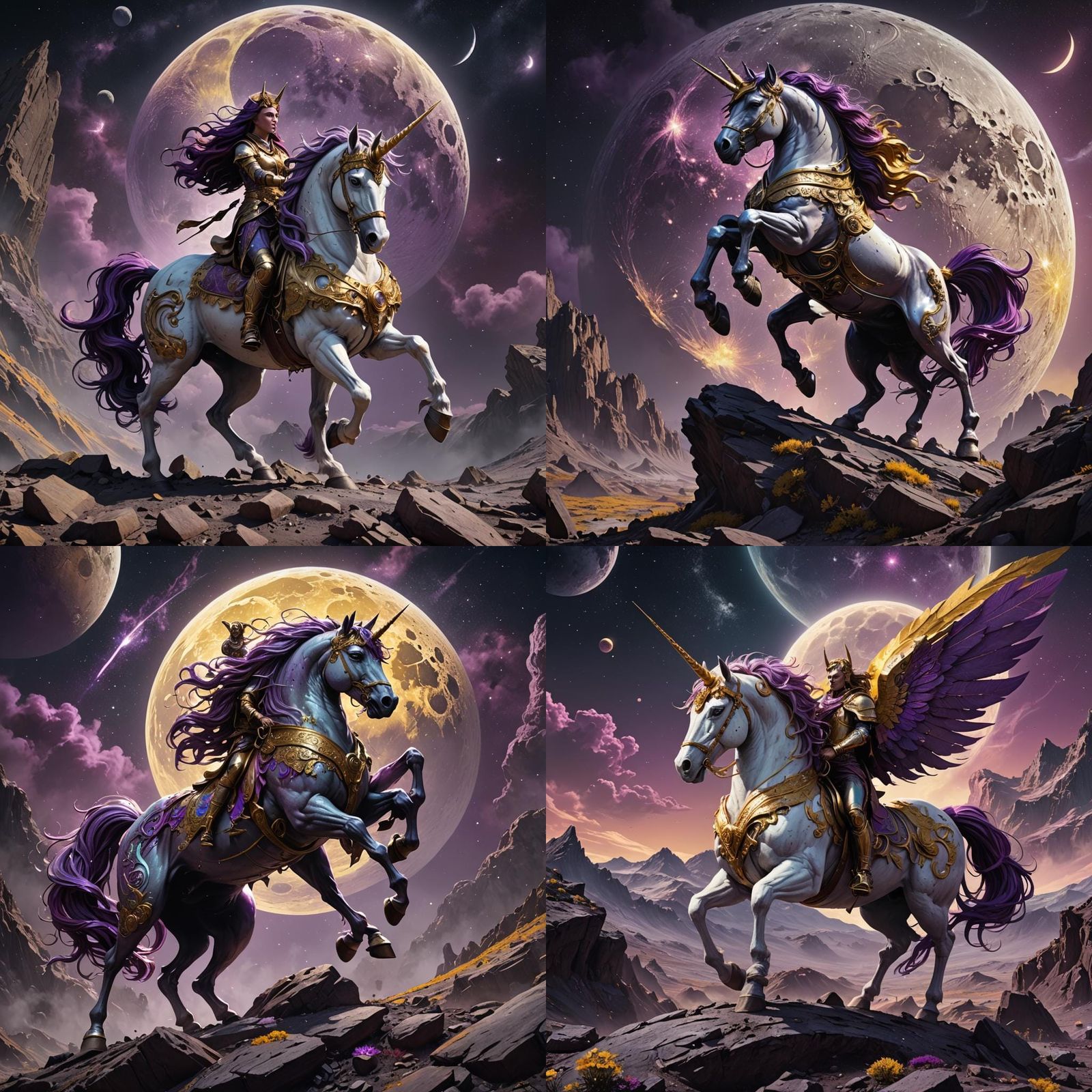 Unicorn on the Moon: Dark Fantasy Concept Art