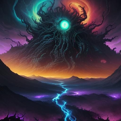 Cosmic Horror with Shifting Energy, Digital Art