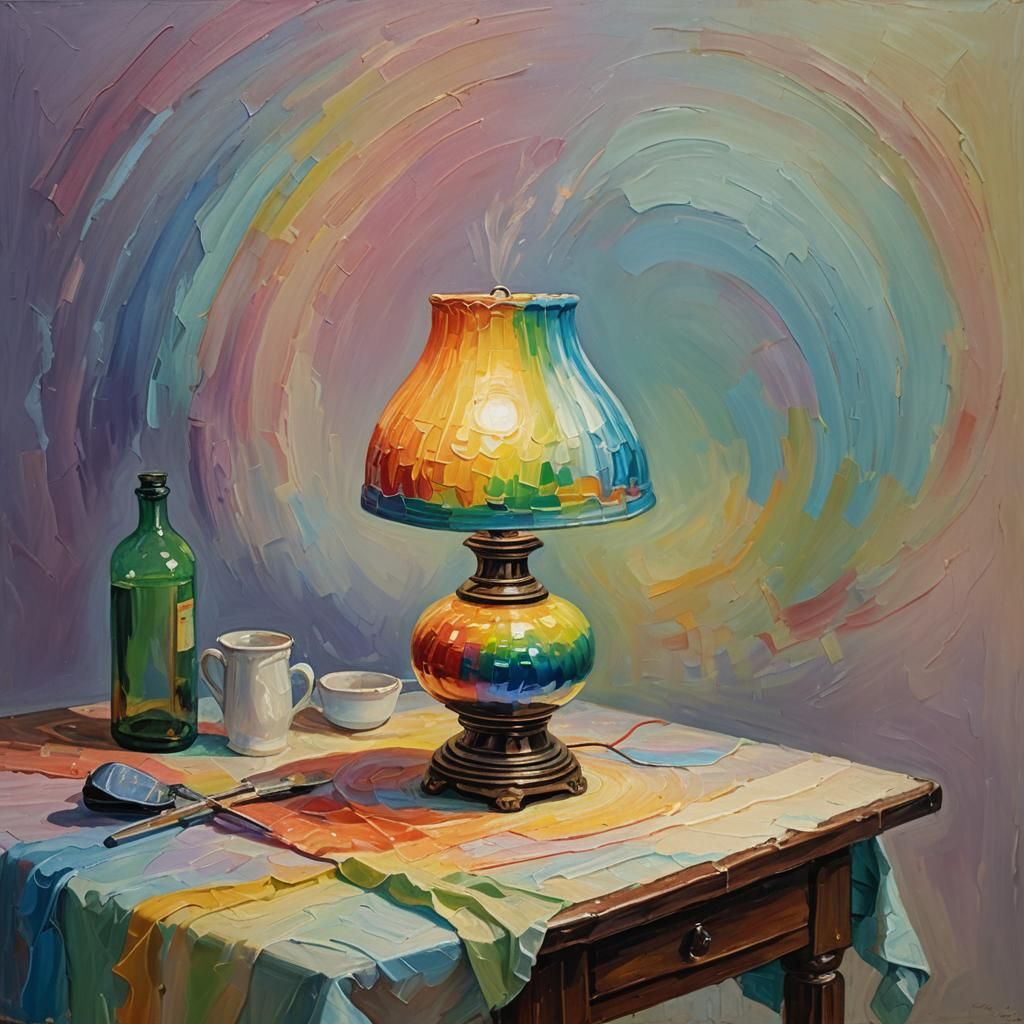 Rainbow Lamp as Neo-Impressionist Oil Painting