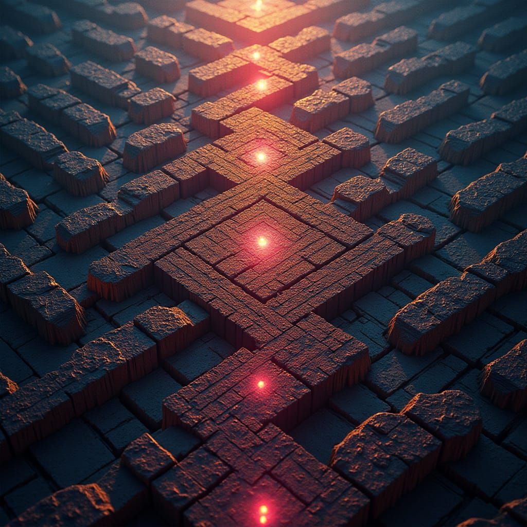 Hieroglyphic Rhombus Maze: Mystical Labyrinth Art